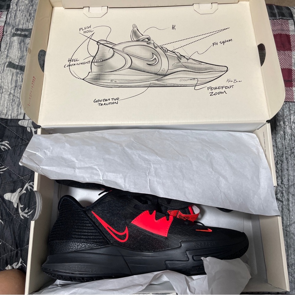 Brand new Nike Kyrie 5s colors red and black fast shipping with box
